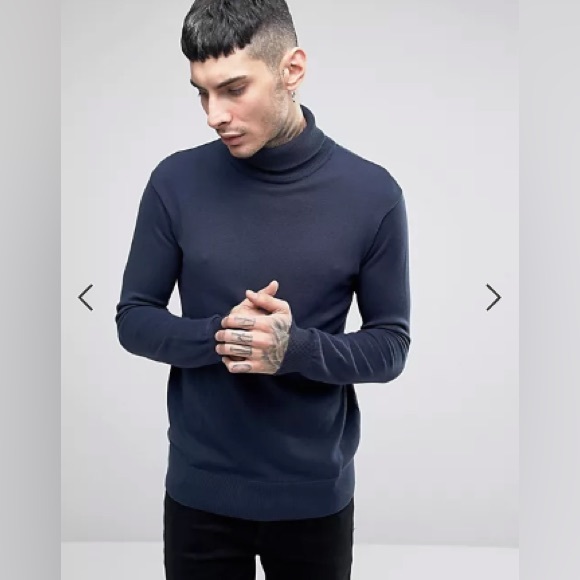 Brave Soul Roll Neck Sweater Navy blue - Small - Picture 1 of 4